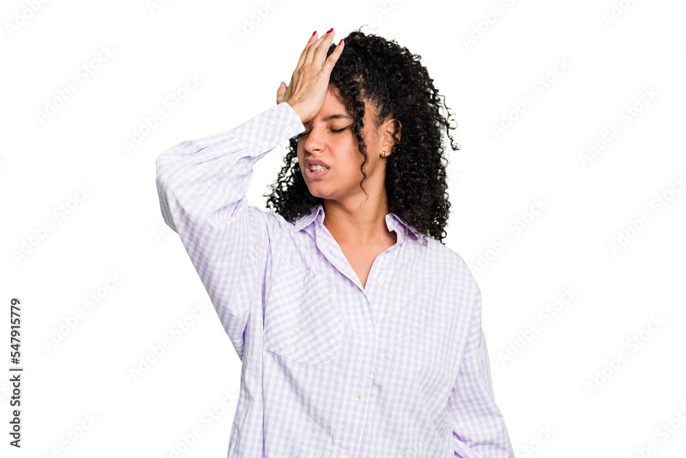 Young cute brazilian woman isolated forgetting something, slapping forehead with palm and closing eyes. Young cute brazilian woman isolated forgetting something, slapping forehead with palm and closing eyes.