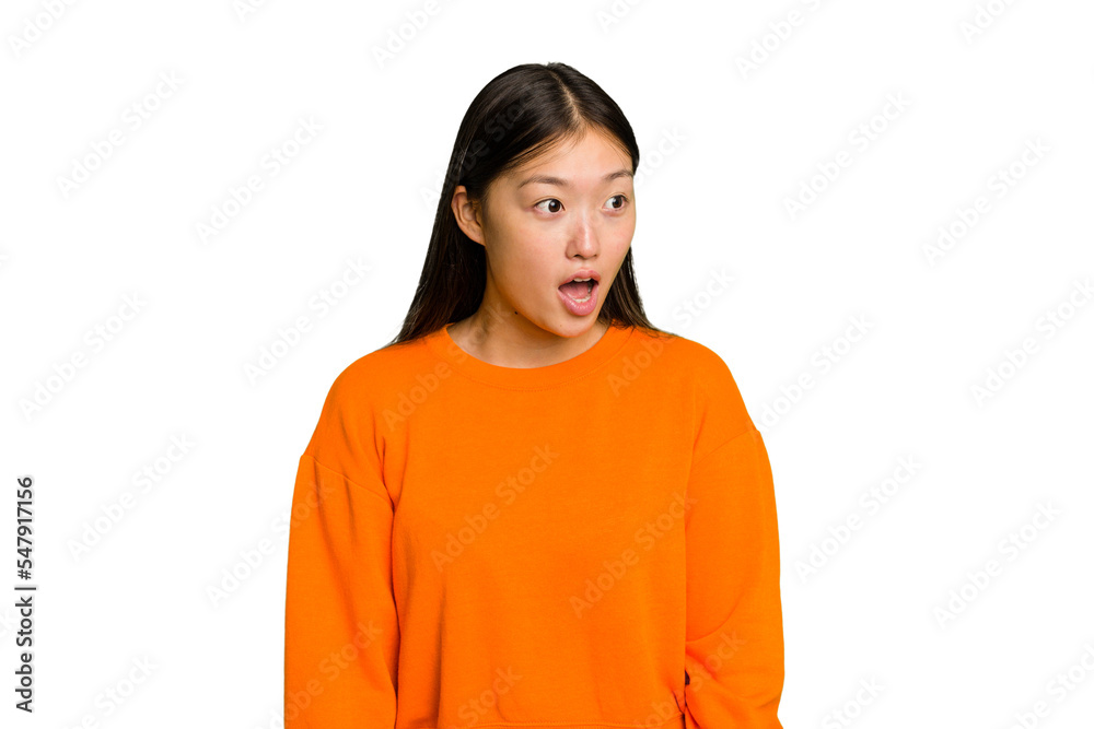 Young Asian woman isolated being shocked because of something she has seen. Young Asian woman isolated being shocked because of something she has seen.