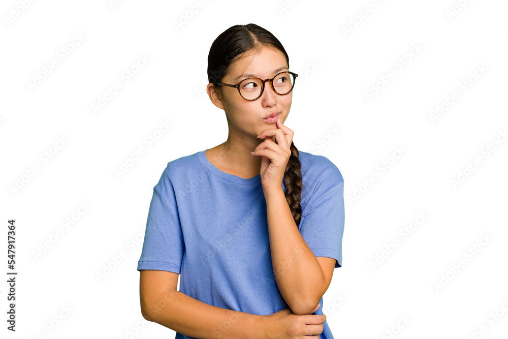 Young Asian woman isolated suffers pain in throat due a virus or infection. Young Asian woman isolated suffers pain in throat due a virus or infection.