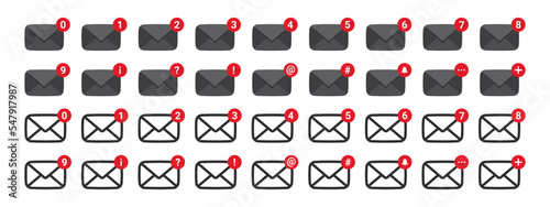 Letter envelope. Mail icons. Set of Chat Message Bubbles. Vector icons