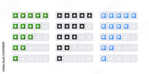 Star rate. Customer satisfaction 5 star icon. Stars collection. Feedback concept. Vector illustration