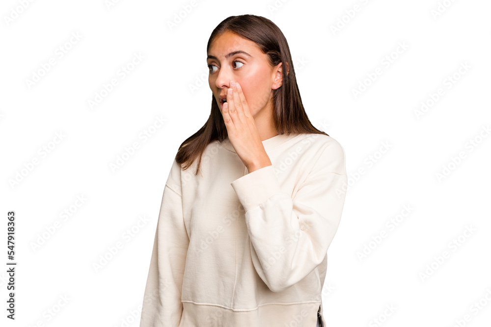 Young cute caucasian woman isolated being shocked because of something she has seen. Young cute caucasian woman isolated being shocked because of something she has seen.