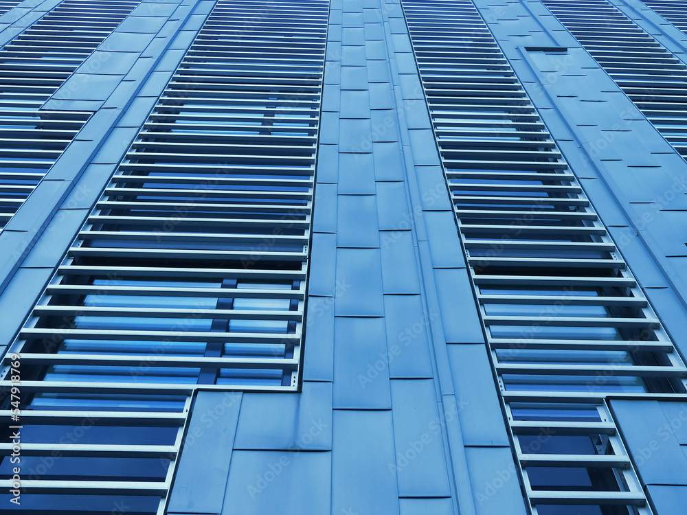 Blue facade of a modern building Blue facade of a modern building