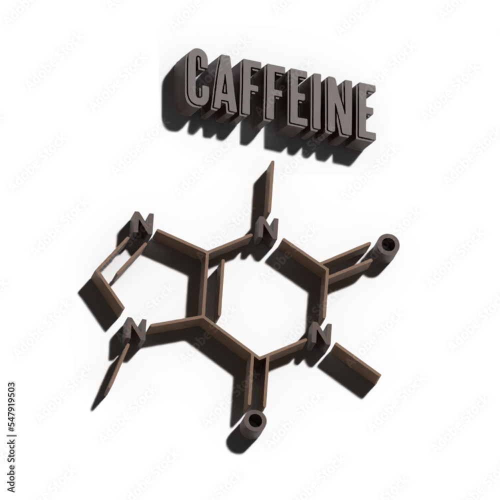 3d render of a molecule caffeine 3d render of a molecule caffeine