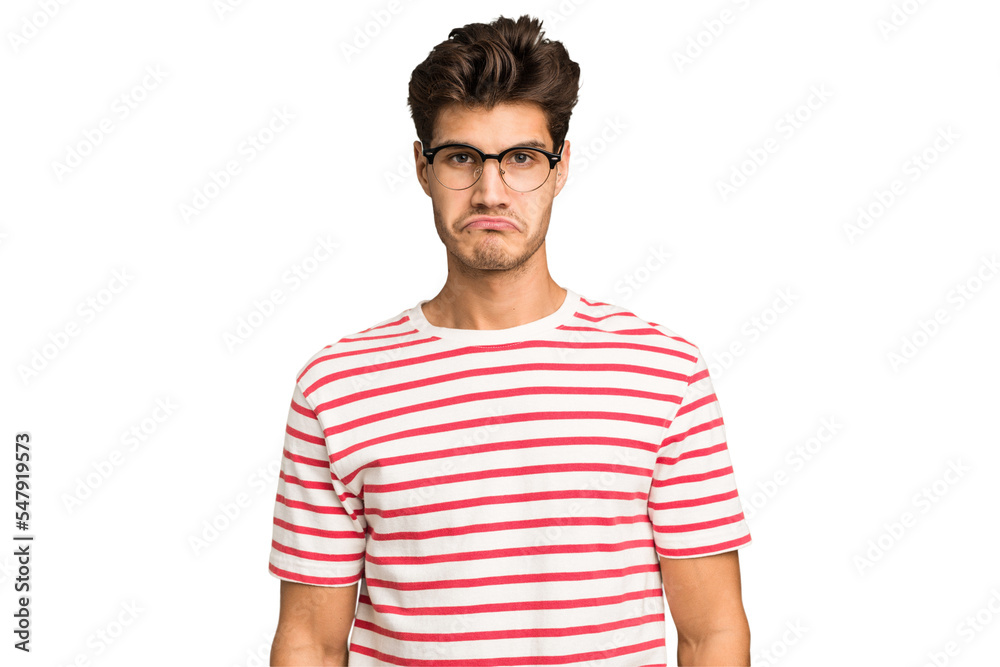 Young caucasian handsome man isolated sad, serious face, feeling miserable and displeased. Young caucasian handsome man isolated sad, serious face, feeling miserable and displeased.
