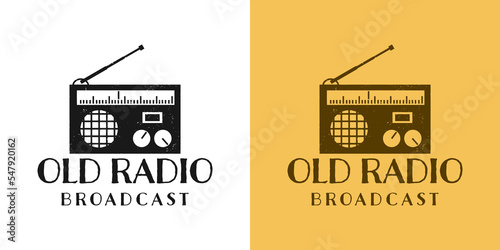 old radio broadcaster logo design vector illustration