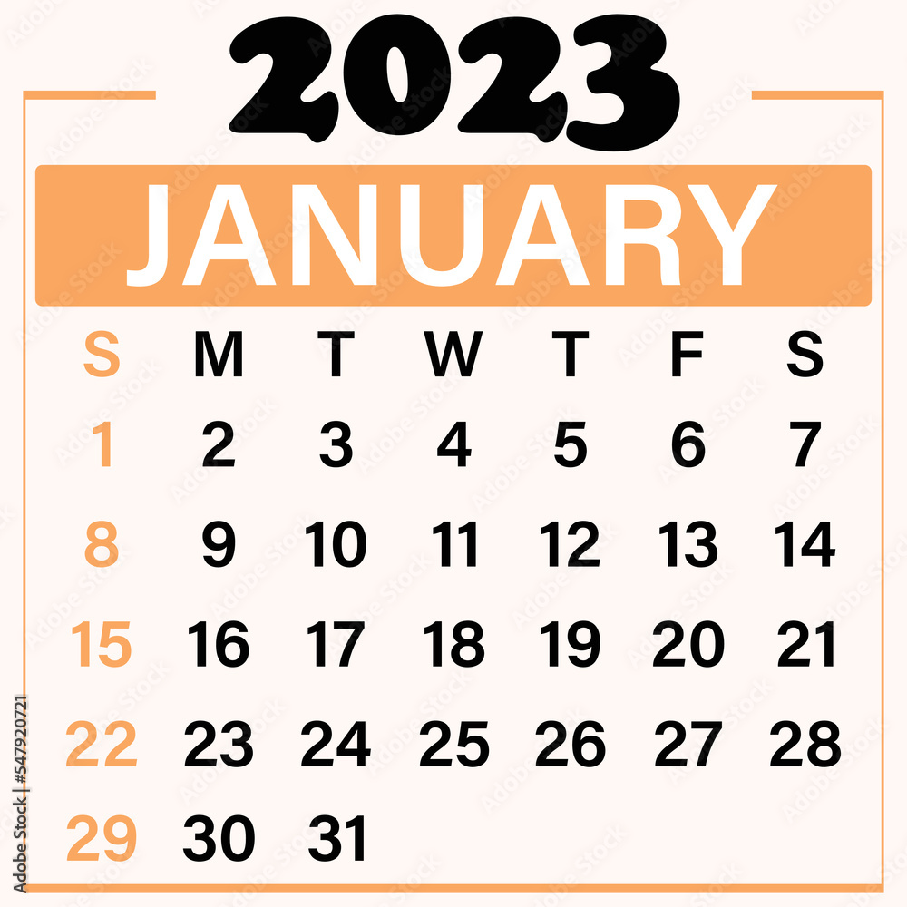 January 2023 Calendar template January 2023 Calendar template