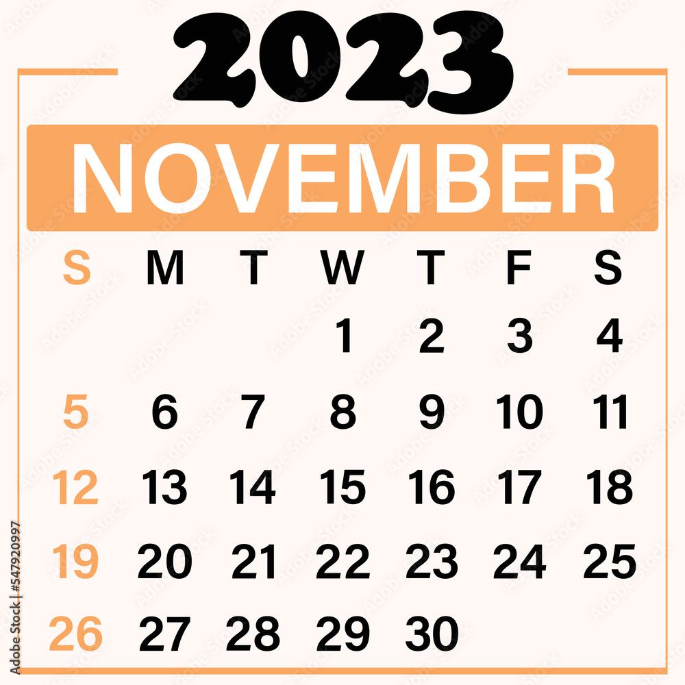 November 2023 Calendar template illustration November 2023 Calendar template illustration