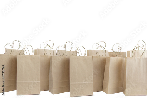 sales shopping bags in brown on white background