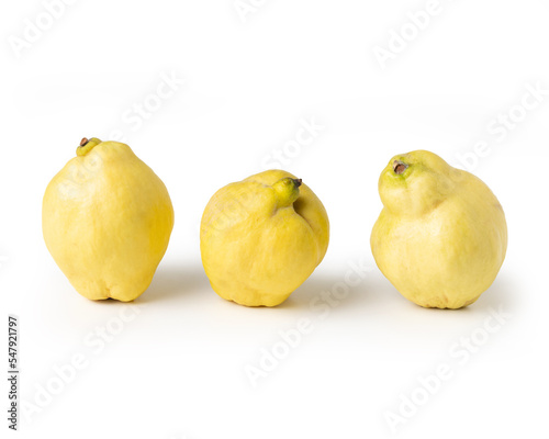 Leinwand Poster Quince fruit (Cydonia oblonga) closeup isolated on white background