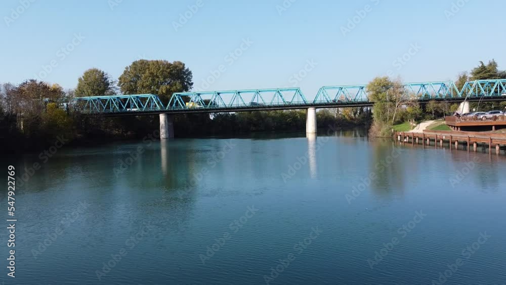 Aerial view of the Vittoria bridge, San Donà di Piave Italy Aerial view of the Vittoria bridge, San Donà di Piave Italy