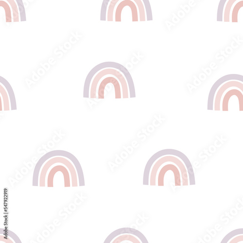 seamless pattern with cartoon rainbows. colorful vector for kids. hand drawing, flat style. baby design for fabric, print, textile, wrapper
