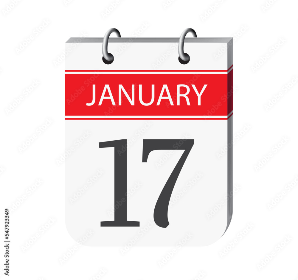 17 january calendar page. 3d one day calendar date appointment, event reminder illustration. 17 january calendar page. 3d one day calendar date appointment, event reminder illustration.