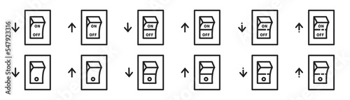 Switch button icon set. Vector isolated illustration. Switch toggle. On Off push buttons.