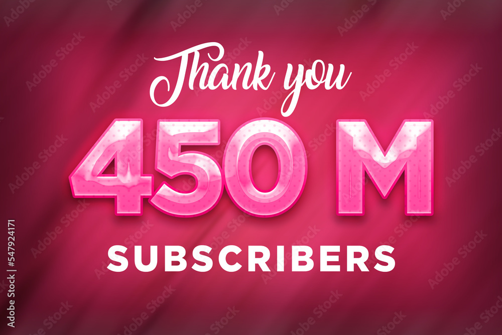 450 Million  subscribers celebration greeting banner with Pink Design