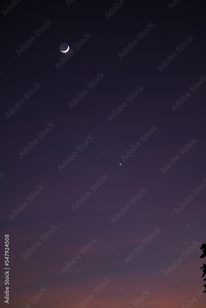 The stars beside the moon light the beautiful horizon. The stars beside the moon light the beautiful horizon.
