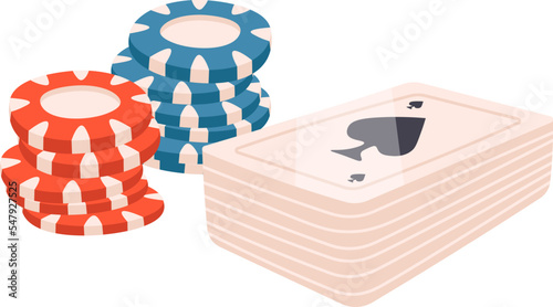 Poker chips and cards flat icon Board game Entertainment