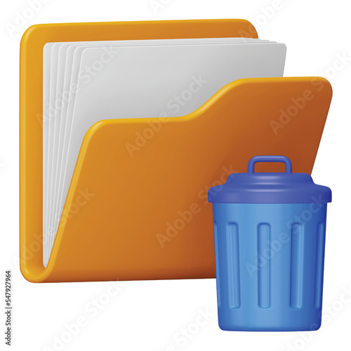 Delete folder 3d rendering isometric icon.