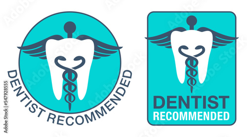 Dentist recommended badge for toothpaste