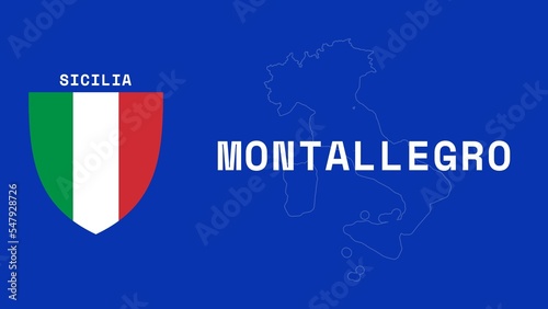 Montallegro: Illustration mit dem Ortsnamen der italienischen Stadt Montallegro in der Region Sicilia photo