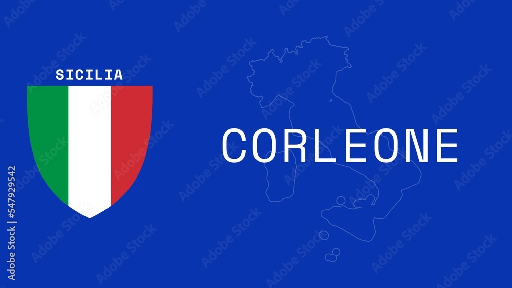 Corleone Illustration mit dem Ortsnamen der italienischen Stadt
