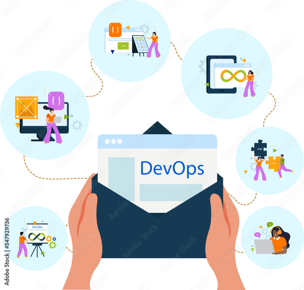 Obraz premium Devops Engineer Flat Concept