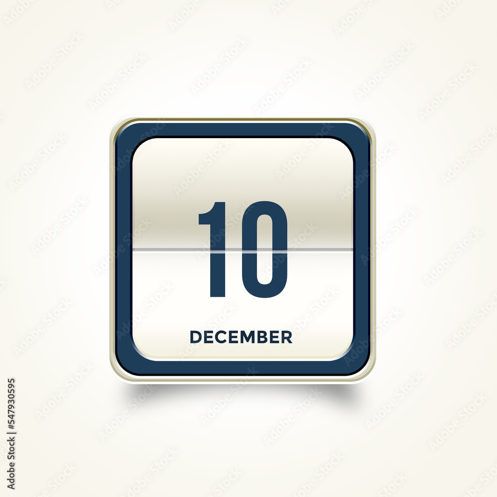 December 10. Button with text 3 November. Table calendar in 3D illustration style. December 10. Button with text 3 November. Table calendar in 3D illustration style.