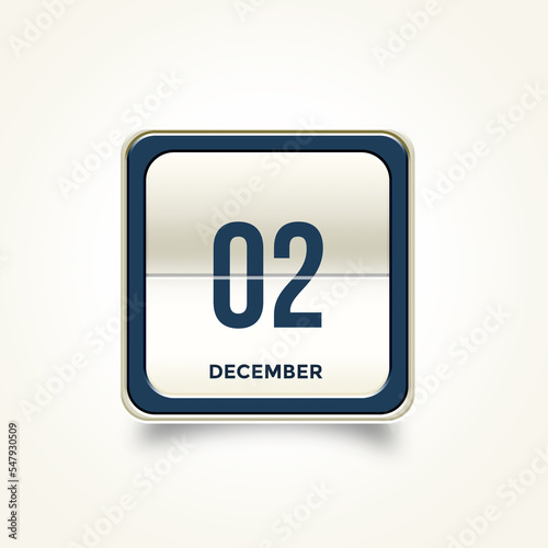 December 02. Button with text 3 November. Table calendar in 3D illustration style. photo