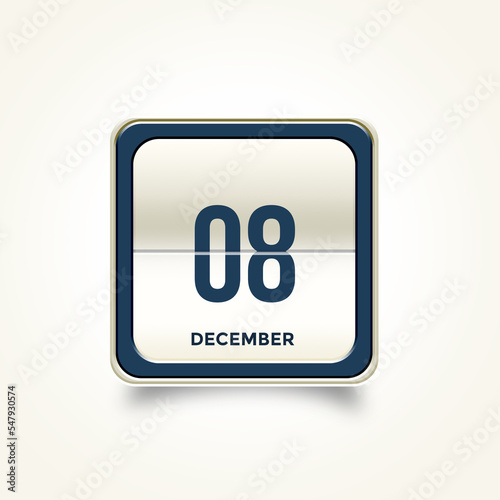 December 08. Button with text 3 November. Table calendar in 3D illustration style. photo