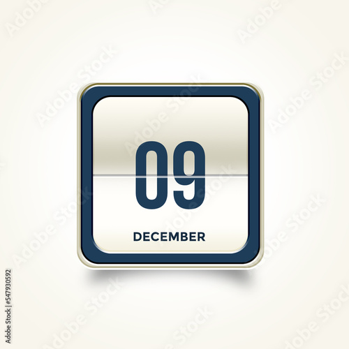 December 09. Button with text 3 November. Table calendar in 3D illustration style. photo