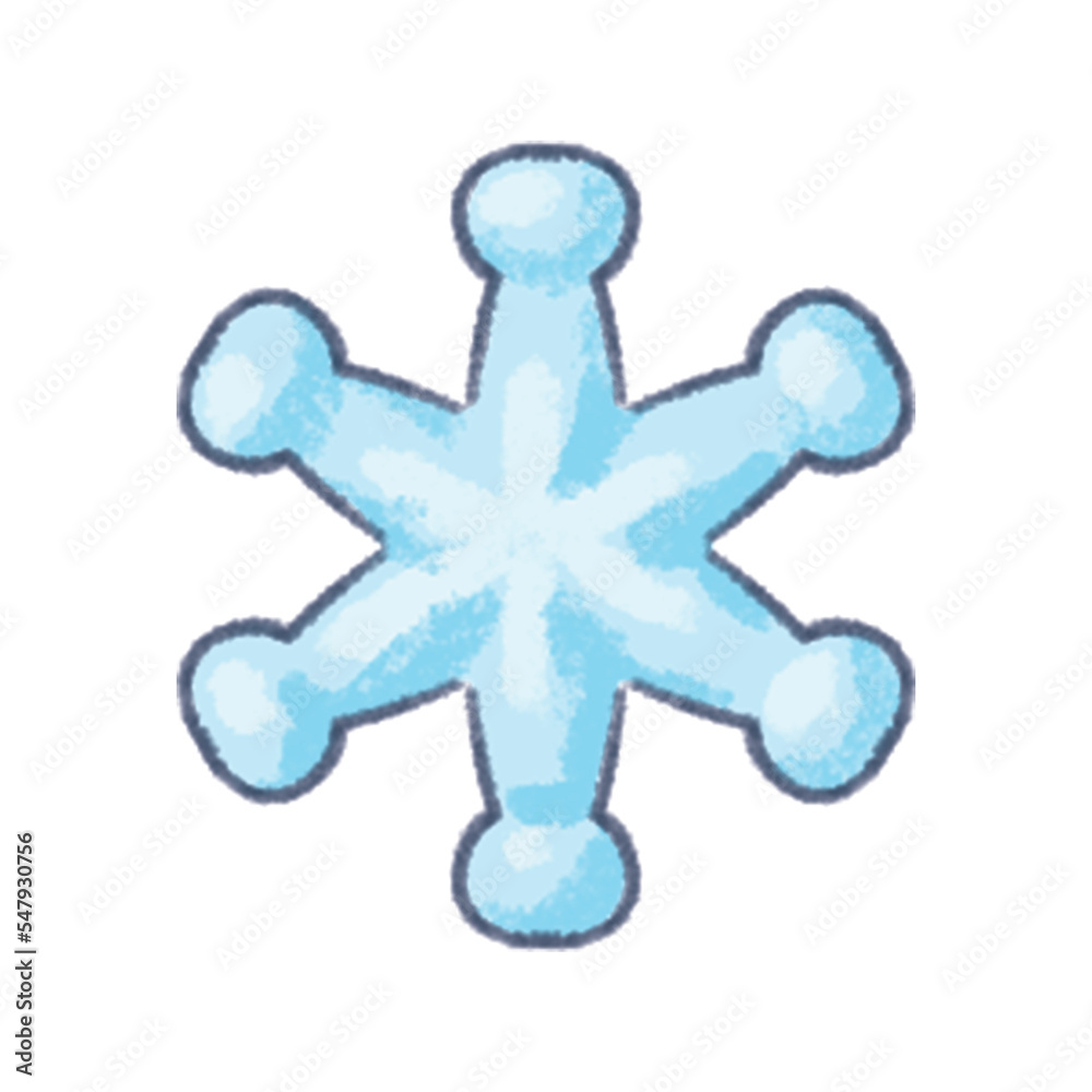 Obraz premium Illustration of a snowflake in pastel colors for the new year and Christmas. Cute illustration in cartoon style isolated on white background