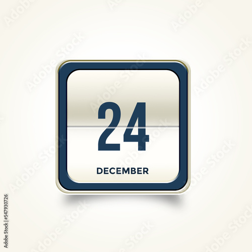 December 24. Button with text 3 November. Table calendar in 3D illustration style. photo