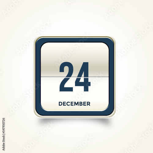 December 24. Button with text 3 November. Table calendar in 3D illustration style.