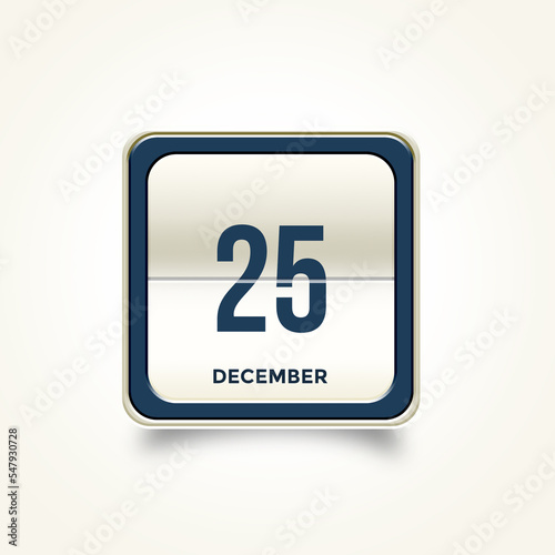 December 25. Button with text 3 November. Table calendar in 3D illustration style.
