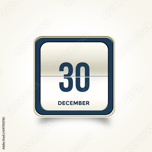 December 30. Button with text 3 November. Table calendar in 3D illustration style.