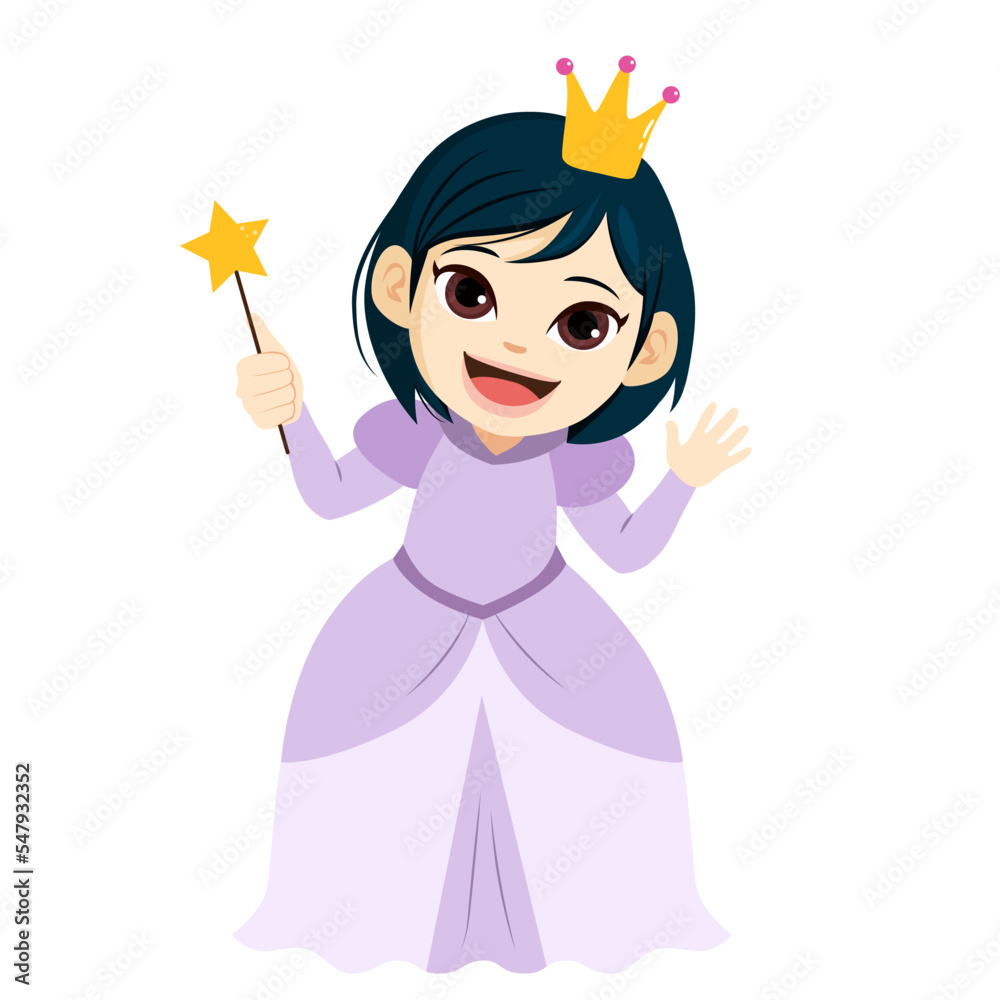 Vector illustration for National Princess Day. Cute little girl in a ...