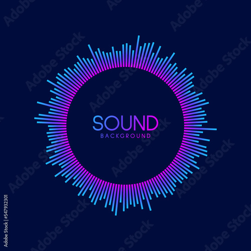 Circle sound wave visualisation. Music player equalizer. Radial audio signal or vibration element. Voice recognition. Epicentre, target, radar, radio icon concept.