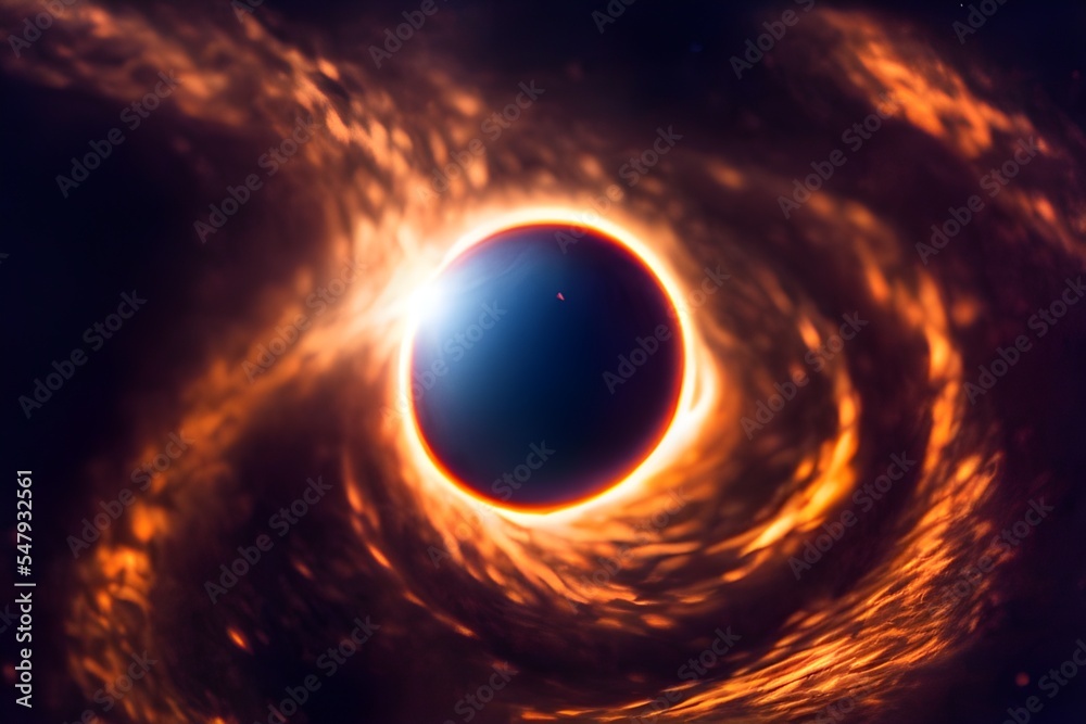 A giant black hole in space sucks in stars and matter. 