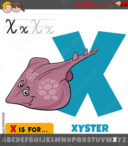 letter X from alphabet with cartoon Xyster animal photo