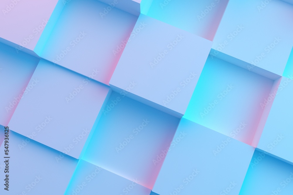 color business background with squares and cubes, purple and blue image with shadow for technology, 3D rendering color business background with squares and cubes, purple and blue image with shadow for technology, 3D rendering