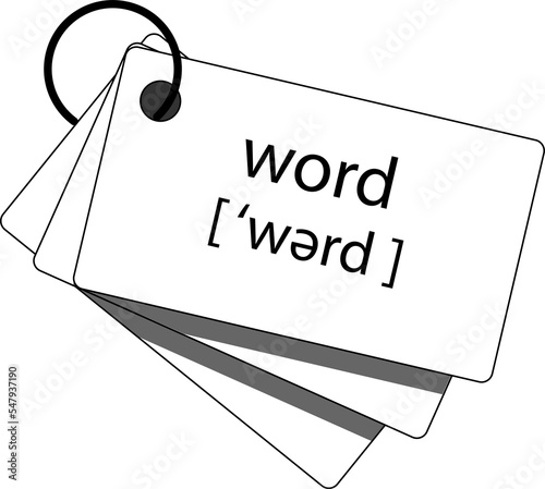 Learning words. Word cards with transcription. Flashcards.  photo