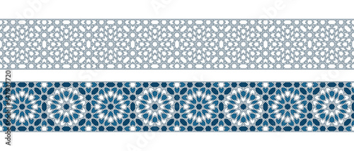 Set of borders of Islamic pattern for Ramadan greetings cards and templates. Vector illustration. photo