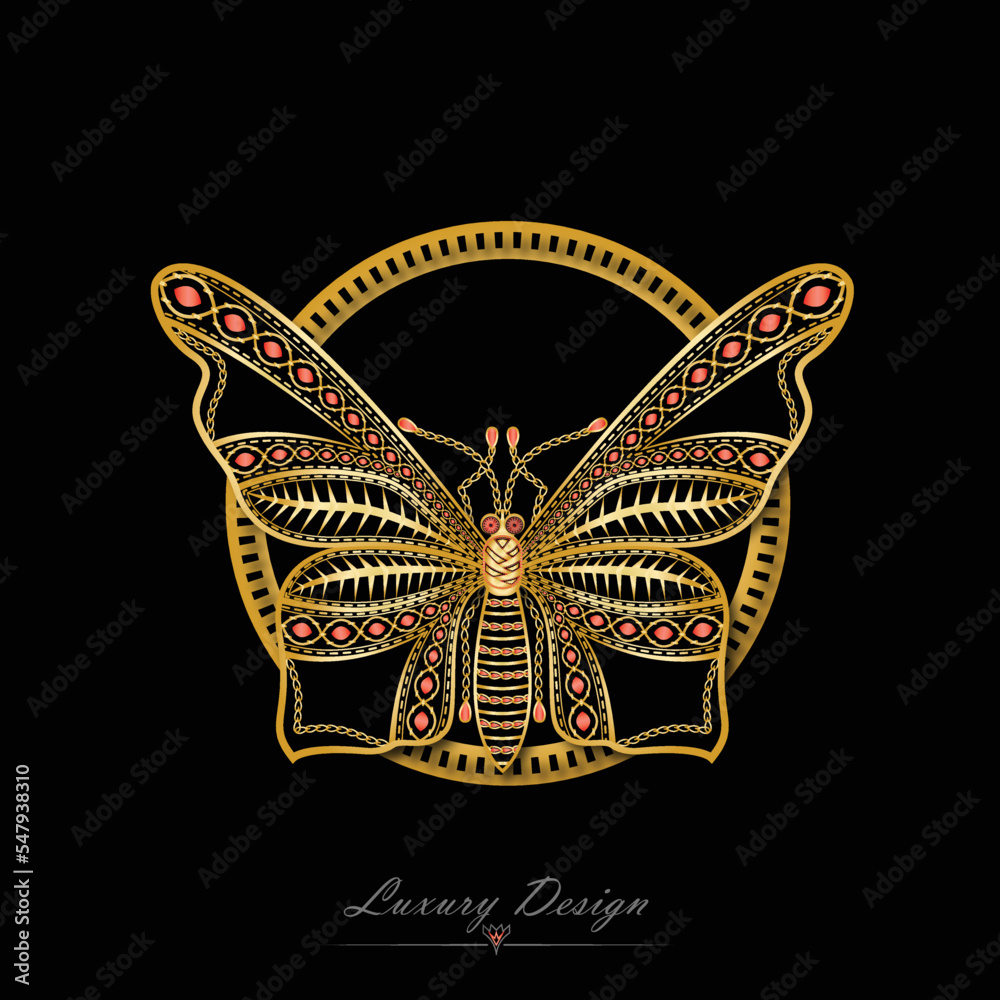 Ornamental golden butterfly design Ornamental golden butterfly design