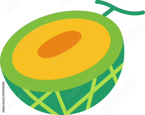 Melon half cut colorful style