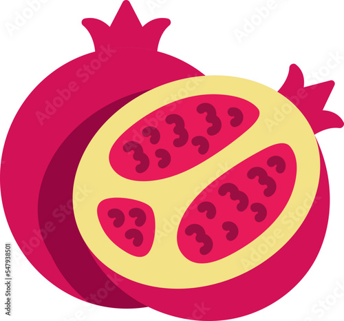 Pomegranate with half cut colorful style