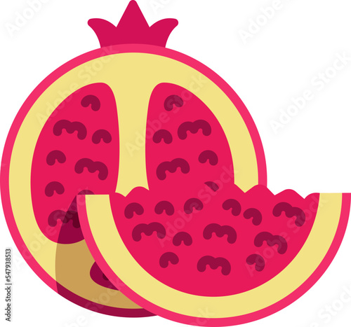 Pomegranate with sliced cut colorful style