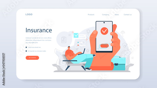 Insurance agent web banner or landing page. Idea of security