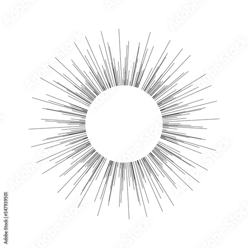 Sunbeams in vintage style isolated on white background. Vector illustration