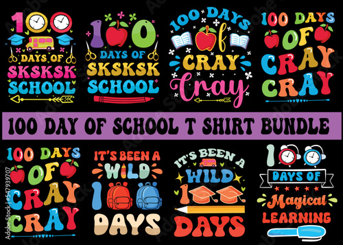 100 days of school t shirt bundle vector  creative t shirt designs for 100 days of school