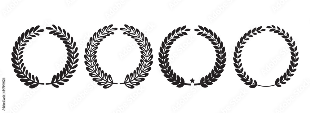 Set laurel wreath icon. Emblem from laurel branches isolated on white background. Vector illustration